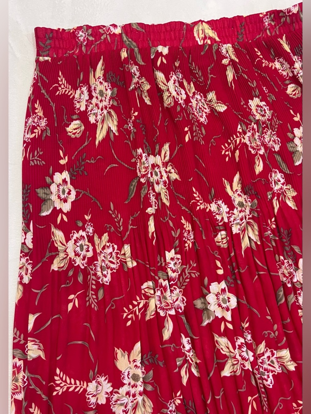 Sag Harbor Women’s Vintage Red Floral Polyester Accordian Pleated Midi Skirt L - Picture 16 of 16
